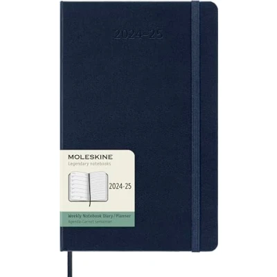 Image of Moleskine Weekly Planner 2024 2025, 18 Months With Space For Notes, Hard Cover And Elastic Closure, Large Format 13 x 21 cm, Color Sapphire Blue