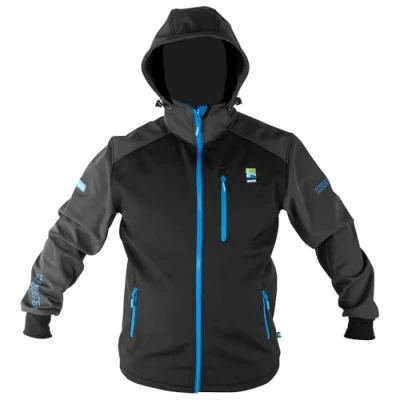 Image of Preston Innovations Duratech Softshell Jacket XXL, P0200522, light, shower proof, hooded match fishing jacket.