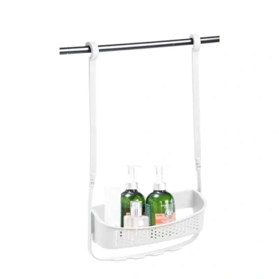 Image of Blue Canyon Hanging Shower Caddy Single Basket, No Drill Bathroom Shelf, Non Rusting Storage Shelves, Accessory for Organisation Over Bath Basket Organizer, White