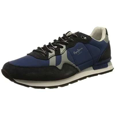 Image of Pepe Jeans Men&#039;s Britt Man Print Sneaker, 595NAVY, 11 UK