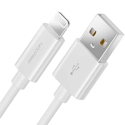 Image of deleyCON 0.5m Lightning 8 Pin USB Charging &amp; Data Cable Apple MFI Certified Compatible with IPhone XR XS Max X Plus White