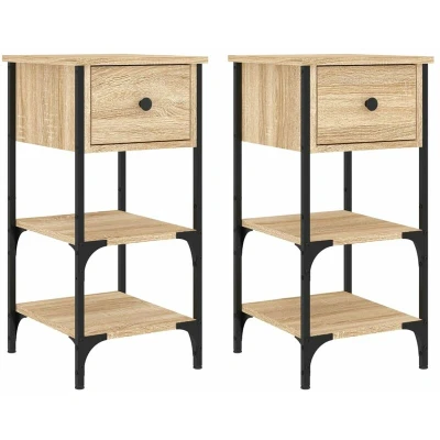 Image of vidaXL Bedside Cabinets 2 pcs Sonoma Oak 34x36x70 cm Engineered Wood