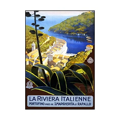 Image of Wee Blue Coo Italian Riviera Portofino Harbour Sea Italy Picture Wall Art Print