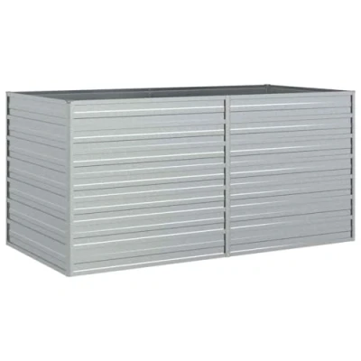 Image of vidaXL Garden Raised Bed in Silver Heavy Duty Galvanized Steel for Outdoor Use Spacious Rectangular Planter Ideal Plants, Vegetables, Herbs, and Flowers