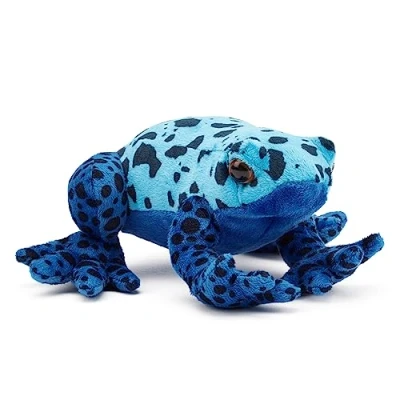 Image of Zappi Co 100% Recycled Plush Poison Dart Frog Blue Toy (15cm Width) Stuffed Soft Cuddly Eco Friendly animals Collection For New Born Child First kid