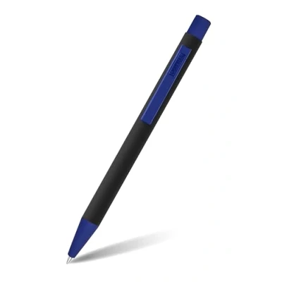 Image of ONLINE soft Metal ballpoint pen, Black&#039;n Blue, retractable ball aluminum, replaceable refill, touch feeling, premium writing experience with black colour, durable design colour