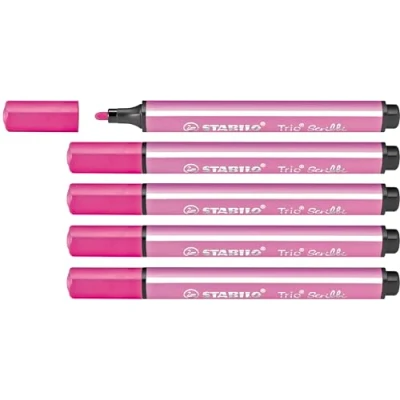 Image of Triangular Fibre Tip Pen STABILO Trio Scribbi Pack of 5 Pink