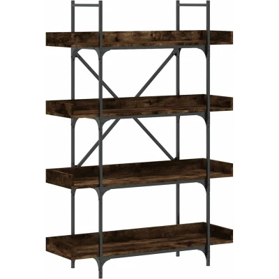 Image of vidaXL Bookcase 4 Tier Smoked Oak 100x33x145.5 cm Engineered Wood