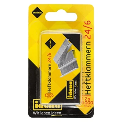 Image of Idena 12091 Staples Size 24/6 Pack of 2 Galvanised