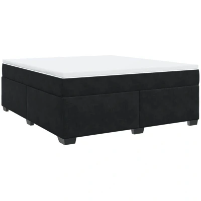Image of vidaXL Box Spring Bed with Mattress Black 180x200 cm Velvet