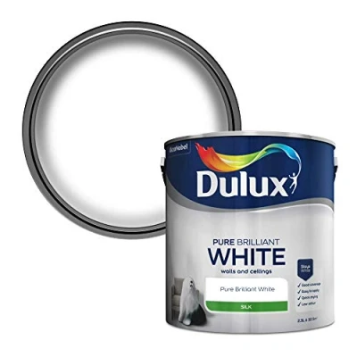 Image of Dulux Silk Emulsion Paint For Walls And Ceilings Pure Brilliant White 2.5 Litres