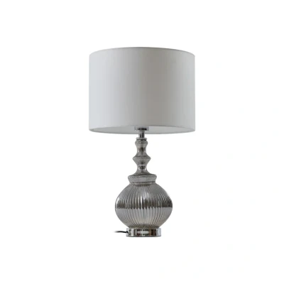Image of Lindby table lamp Loraine, white/grey, glass, Ø 33 cm, E27