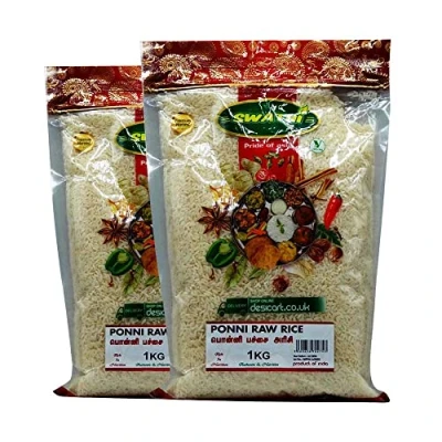 Image of Swathi Ponni Boiled Rice High Fibre Protein Natural Indian Origin Gluten Friendly Premium Quality 1kg Pack of 2