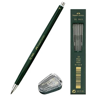 Image of Faber Castell lead pencil TK 9400, thickness: 2 mm, hardness: B, refills and sharpener