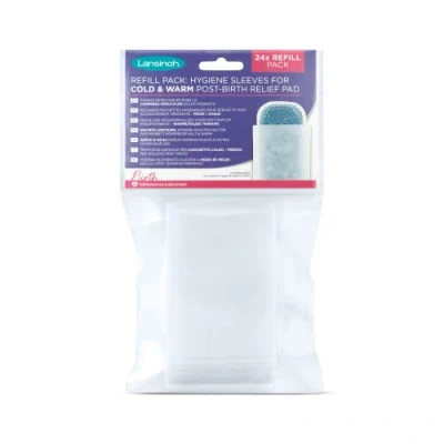 Image of Lansinoh Pack of 24 Hygiene Sleeves Refill for Cold &amp; Warm Post Birth Relief Pads, Clear
