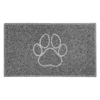 Image of Nicoman PAW Embossed Shape Door Mat Trapper Jet Washable Doormat (Use Indoor or Sheltered Outdoor), Medium (75x44cm), Black with Grey