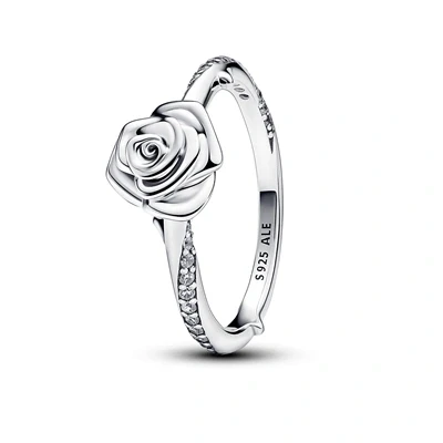 Image of Pandora Moments Rose sterling silver ring with clear cubic zirconia, 52