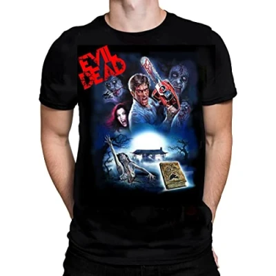 Image of Evil Dead Movie Poster Mens T Shirt Black Cotton Classic Horror Film Graphic Tee