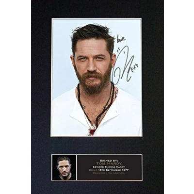Image of TOM HARDY Signed Autograph Mounted Photo Reproduction Print A4 Rare Perfect Birthday (297 x 210mm) #580 (Mount &amp; (Not Framed))