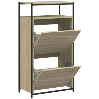 Image of vidaXL Shoe Cabinet Sonoma Oak 60x34x112 cm Engineered Wood
