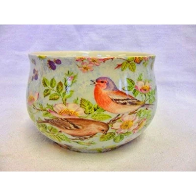 Image of Heron Cross Pottery Birds of Britain blue open sugar bowl