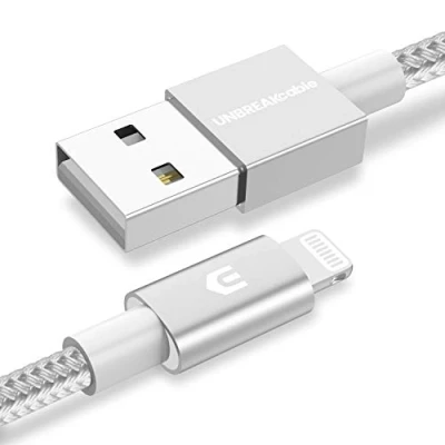Image of UNBREAKcable iPhone Charging Cable, Lightning Cable 1M [MFi Certified] with Apple&#039;s Original C89 Terminal and Smart Chip Data Compatible iPhone, iPad Air, Airpods Silver/Grey
