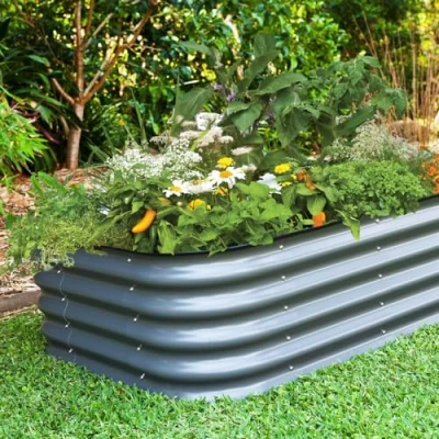 Image of Original Veggie Bed Raised Vegetable Flower Steel Planter Trough Grow Box Set up Six Shapes Outdoor Herb Garden 2x 6 In 1 Chrome by Thompson and Morgan (2)