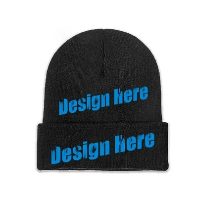 Image of Winter Hat Beanie Your Logo Mens Womens Unisex Hats Black