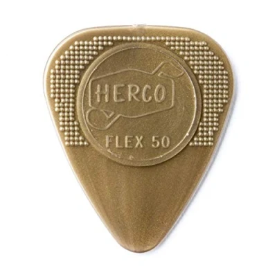 Image of Herco® HE210 Flex 50 Nylon Flat Picks, Gold, Medium, 100/Bag