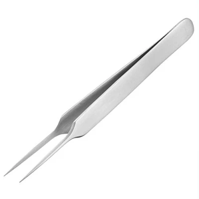 Image of fine tip Slim Nosed Stainless Steel Tweezers (Needle/Long Nose Style, Straight Ends), 120mm Long. ENGINEER pt 05