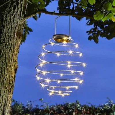 Image of Garden Mile Solar Lights Outdoor Ornaments LED Lantern with Spiral Effect Hanging Copper Lanterns for Party, Weddings, Decorations (Mega Warm White Light)