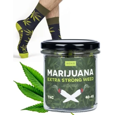 Image of soxo Beer Socks Men Funny Gifts Mens Cotton Sock Colourful Funky Men&#039;s Presents 6.5 10.5 Marijuana 1 Pair