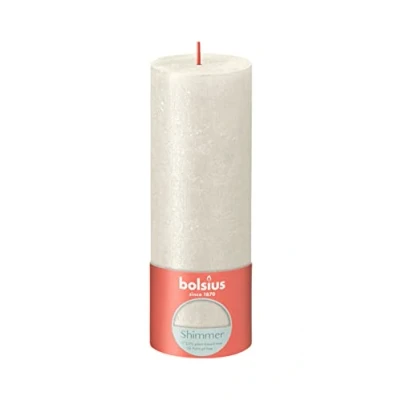 Image of BOLSIUS Ivory Rustic Shimmer Metallic Pillar Candle 19cm x 7cm