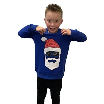 Image of Arizona Klub Kids Christmas Jumper (UK, Age, 9 Years, 10 Regular, ROYAL BLUE SANTA HEAD)