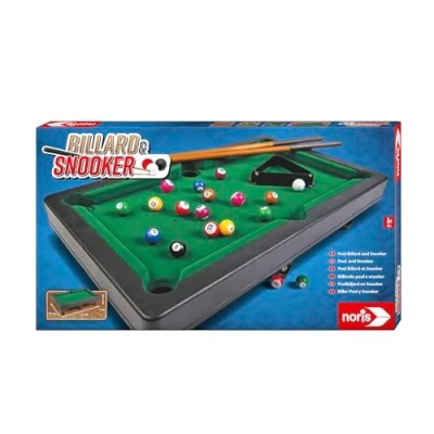 Image of Noris 606167704 Pool Billiard &amp; Snooker, includes 2 cues, 16 billiards and 17 snooker balls triangle, suitable for children aged 4 over