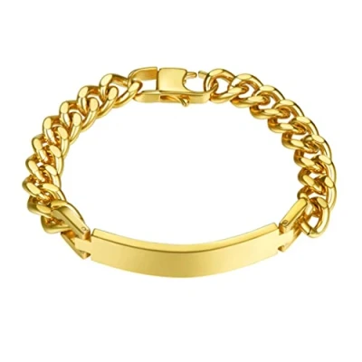 Image of PROSTEEL Gold Bracelets for Men and Women Wrist Chain Cuban Link Bracelet 10mm 21cm Gift Chunky Bangle