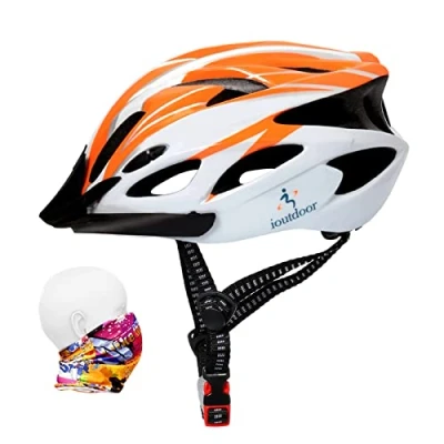 Image of ioutdoor Bike Helmet Adult, 56 62 cm 18 Vents Cycle Mens Womens Teenegers for Cycling Skateboard MTB Mountain Road (Orange &amp; White)