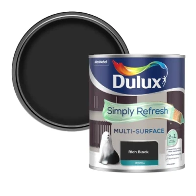 Image of Dulux Simply Refresh Multi Surface Eggsgell Paint Rich Black 750ML