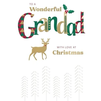 Image of to A Wonderful Grandad Festive Joy Reindeer Christmas Greeting Card XFCS013