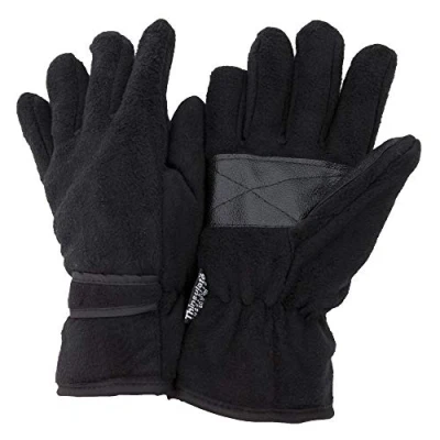 Image of Floso® Mens Thinsulate Thermal Fleece Gloves With Palm Grip (3M 40g) (L/XL) (Black)