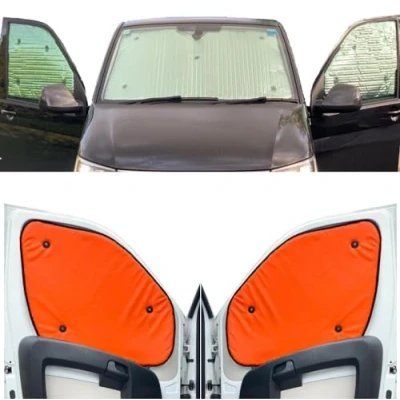 Image of Window Blind Kit Compatible With Iveco Daily (Years 2000 2014) (Front Set) Backing Colour in Tango Orange, Reversible