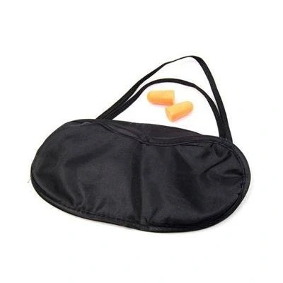 Image of Eye Mask &amp; Foam Ear Plugs Set Travel Sleeping Blindfold Black Sleep Cover Rest Shopmonk