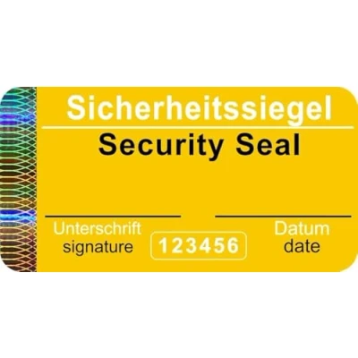 Image of 300 Pieces Security Seal with Serial Number 48x25mm Yellow, writable, Tamper Proof Seal, Quality Guarantee Labels, self Adhesive Label, Authenticity Sticker
