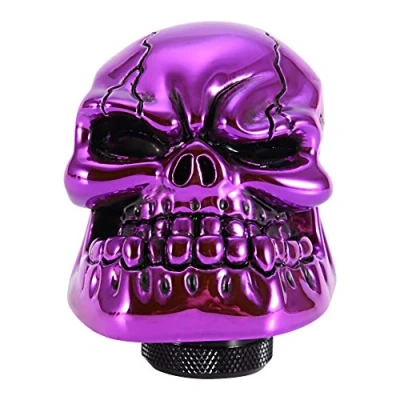 Image of KSTE Skeleton Skull Head Car Modified Gear Shift Knob Stick Lever Shifter Universal Purple
