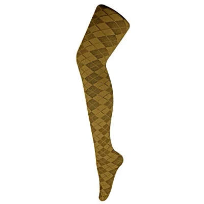 Image of Sock Snob Ladies Thick Coloured 80 Denier Opaque Patterned Winter Fashion Tights (8 14 UK 36&quot;/42&quot;, Argyle Mustard)