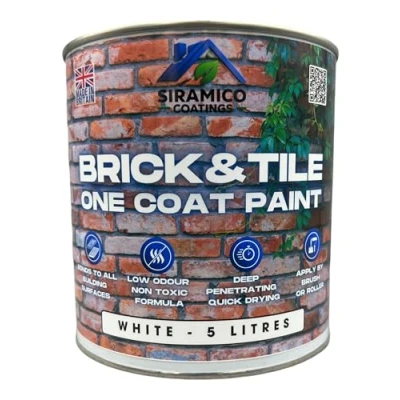 Image of SIRAMICO COATINGS BRICK &amp; TILE PAINT WHITE MATT 1, 2.5 and 5 Litres (White, Liters)