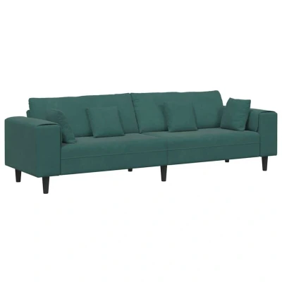 Image of vidaXL Velvet Sofa with Cushion Pillow Dark Green