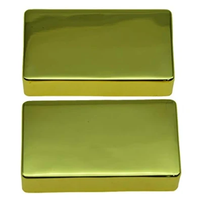 Image of KAISH Set of 2 Sealed Humbucker Guitar Pickup Covers Brass Cover No Holes Gold
