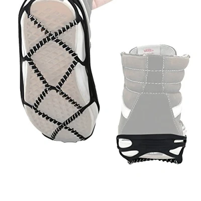 Image of VGEBY Ice Snow Grips, 1 pair Traction Cleats Portable Anti Skid Crampons Sports Protective Gear Suitable for Outdoor Skiing Hiking Climbing Camping Sport Equipment