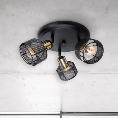 Image of Näve Foro ceiling light, three bulb, black/gold